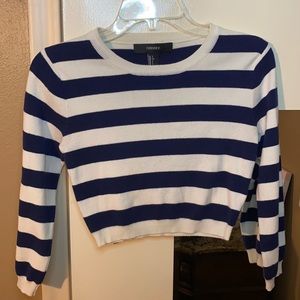 Blue and white crop top.